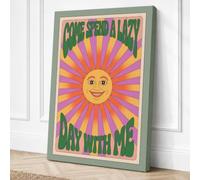 Come Stay Awhile Retro Canvas Wall Art Print 18x12 Inch (46 x 30 cm)