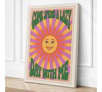 Come Stay Awhile Retro Canvas Wall Art Print 24x16 Inch (61 x 41 cm)