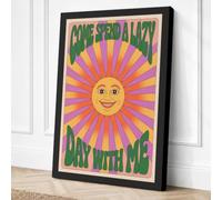 Come Stay Awhile Retro Canvas Wall Art Print 24x16 Inch (61 x 41 cm)