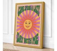 Come Stay Awhile Retro Canvas Wall Art Print 30x20 Inch (76 x 51 cm)