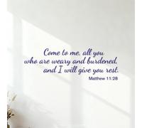 Come to me All You who are Weary and Burdened and i Will give You Rest Matthew 11:28 Wall Decals Paster Paper Waterproof 36.4x108.3cm DarkBlue