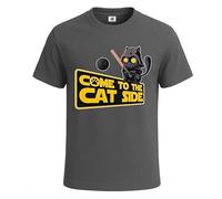 Come to The Cat Side Mens T-Shirt Heavyweight Graphic Print Novelty Tee Top(Charcoal, XL)