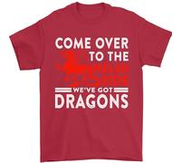 Come to The Welsh Side Dragons Wales Rugby Mens T-Shirt 100% Cotton Red 5XL