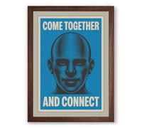 Come Together Connect Modern Framed Wall Art Print A4 (29.7×21cm) Walnut, Wall Decor for Living Room, Bedroom, Office & Home, Ready to Hang, Art Gift