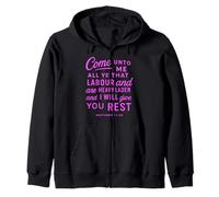 Come Unto Me Matthew 11 28 Bible Verse Scripture Faith Pray Zip Hoodie