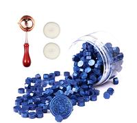 Comealltime 248-Piece Octagonal Sealing Wax Set with 2 Tea Lights & 1 Melting Spoon - Sea Blue