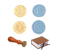 Comealltime Pack of 2 Retro Alphabet Sealing Wax Stamps, A~Z Initials Wax Stamp with Wooden Handle, Vintage 26 Letters 25 mm Removable Brass Head for Invitations Cards Gift Wrapping Decor (Letter E)