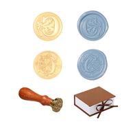 Comealltime Pack of 2 Retro Alphabet Sealing Wax Stamps, A~Z Initials Wax Stamp with Wooden Handle, Vintage 26 Letters 25 mm Removable Brass Head for Invitations Cards Gift Wrapping Decor (Letter C)