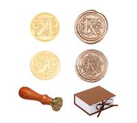 Comealltime Pack of 2 Retro Alphabet Sealing Wax Stamps, A~Z Initials Wax Stamp with Wooden Handle, Vintage 26 Letters 25 mm Removable Brass Head for Invitations Cards Gift Wrapping Decor (Letter K)