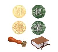 Comealltime Pack of 2 Retro Alphabet Sealing Wax Stamps, A~Z Initials Wax Stamp with Wooden Handle, Vintage 26 Letters 25 mm Removable Brass Head for Invitations Cards Gift Wrapping Decor (Letter P)