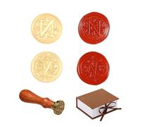 Comealltime Pack of 2 Retro Alphabet Sealing Wax Stamps, A~Z Initials Wax Stamp with Wooden Handle, Vintage 26 Letters 25 mm Removable Brass Head for Invitations Cards Gift Wrapping Decor (Letter N)