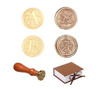Comealltime Pack of 2 Retro Alphabet Sealing Wax Stamps, A~Z Initials Wax Stamp with Wooden Handle, Vintage 26 Letters 25 mm Removable Brass Head for Invitations Cards Gift Wrapping Decor (Letter A)