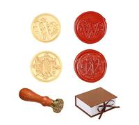 Comealltime Pack of 2 Retro Alphabet Sealing Wax Stamps, A~Z Initials Wax Stamp with Wooden Handle, Vintage 26 Letters 25 mm Removable Brass Head for Invitations Cards Gift Wrapping Decor (Letter W)