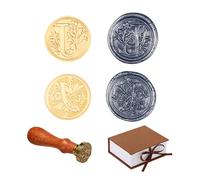 Comealltime Pack of 2 Retro Alphabet Sealing Wax Stamps, A~Z Initials Wax Stamp with Wooden Handle, Vintage 26 Letter 25 mm Removable Brass Head for Invitations Cards Gift Wrapping Decor (Letter J)