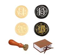 Comealltime Pack of 2 Retro Alphabet Sealing Wax Stamps, A~Z Initials Wax Stamp with Wooden Handle, Vintage 26 Letters 25 mm Removable Brass Head for Invitations Cards Gift Wrapping Decor (Letter B)
