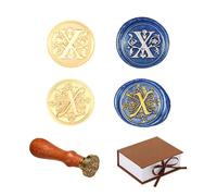 Comealltime Pack of 2 Retro Alphabet Sealing Wax Stamps, A~Z Initials Wax Stamp with Wooden Handle, Vintage 26 Letters 25 mm Removable Brass Head for Invitations Cards Gift Wrapping Decor (Letter X)