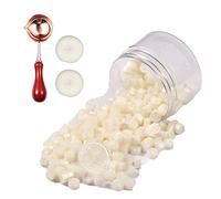 Comealltime Set of 248 Pieces of Seal Wax Octagonal Sealing Wax Pearls with 2 Tealight Candles and 1 Melting Spoon, Wax Seal Lacquer (Pearlescent White)
