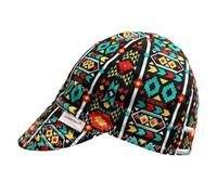 Comeaux Caps Aztec Print Reversible Welding Cap | 100% Cotton, Durable Work Hat for Men & Women, Red, 8