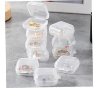 Comebachome 100PCS Mini Jewelry Box, 1.4x1.4x0.7 Inch Dustproof Clear Plastic Jewelry Box with Hinged Lid for Earrings Rings Ear Studs, Clear, Mini