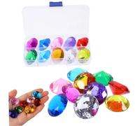 Comebachome 10Pcs/Set Diamonds, Glass Gems for Kids Set, 1 Inch Big Colorful Diamonds with Box Diving Toys Gemstones for Kids Swimming Pool Party Favors, Ornaments de jardin