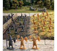 Comebachome 200pcs Toy Soldiers, 1:72 Scale Mini Knight Figurines - Plastic Toy Soldiers with Swords &, Medieval Army Men Action Figures for Display (grey & Gold)