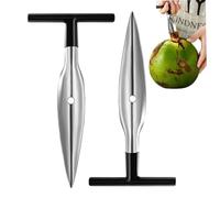 Comebachome 2Pcs Coconut Opener Stainless Steel Coconut Opener Tool, 6.4x3.2 Coconut Tool Easy to Use Coconut Tool for Young Thai Green Fresh Coconut Water, Coconut Opener Tool, Coconut Opener
