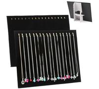 Comebachome 2Pcs Necklace Display Stand, Velvet Necklace Display with 17 hooks 12 x 14.8 Inch Jewelry Organizer for Bracelets Chains, Black, Holder, Stand