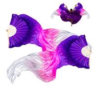 Comebachome 2Pcs Silk Fans for Dancing, 59 Inch Elegant Dance Ribbons Lightweight Play Silk Scarf Dance Prop for Performance, Flows Arts & Worship, Hand Fan, Chinese Fan