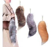 Comebachome 3 Pcs Therian Tail, 15.8 Inch Long Therian Fox Tail with Clasp, Halloween Soft Fluffy Fox Keychain, Hanging Tails for Women Adult Handbag Backpack, Keychain