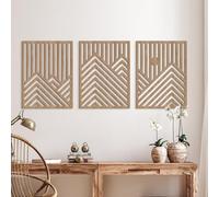 Comebachome 3PCS Wood Wall Decor, 12x16 Inch Geometric Wooden Wall Art Decor, Boho Hollow-Out Decorative Wood Panels for Kitchen, Bedroom, Bedroom, Wooden Art