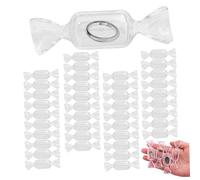 Comebachome 50Pcs Travel Jewelry Box, Candy Shaped Mini Jewelry Travel Case Clear Plastic Earring Organizers for New Year Valentine's Day Present Decoration, Case