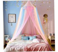 Comebachome Bed Canopy, Colorful Princess Bed Canopy for Girls, Extra Large Dome Foldable Mosquitos Net with Hook and Storage Bag for Kids Boys Girls Room Decoration