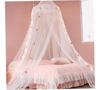 Comebachome Bed Canopy with Lights & Gold Star Bed Canopy for Girls, Extra Large Dome, Foldable USB Girls for Kids Boys Twin Full Queen Size, for