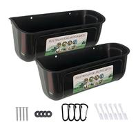 Comebachome Chicken Feeder, 2pcs 11.7inch Large Chicken Feeders with Clips, Hanging Duck Water Trough, Chicken Water Feeder, Chick Feeder for Chickens, Ducks, Goats (Black)