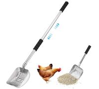 Comebachome Chicken Poop Scooper, 16-32in Stretchable Chicken Coop Scooper, Metal Chicken Coop Cleaning Tools, Dog Cat Litter Scoop, Poop Shovel for Chicken Coop