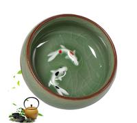 Comebachome Chinese Tea Cup 2.56x1.18 Inch 2oz. Chinese Long-Quan Celadon Teacup Features Natural Crackle Patterns Kung Fu Teacups with Vivid Koi Fish, Chinese Tea Set, Chinese Tea Cup