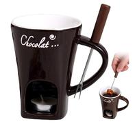 Comebachome Chocolate Fondue Mug Heat-Resistant Ceramic Fondue Cup with Forks Reusable Chocolate Melting Cup for Date Night Birthday & Wedding, Mug