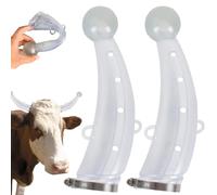Comebachome Cow Horn Protector 1 Pair Anti-fight Breathable Cow Horn Guard with Clamp Adjustable Replacement Silicone Goat Horn Protector, Large, Goat Horns