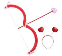 Comebachome Cupid Bow and Arrow, 3pcs/set 15inch Satin Cupid Bow with Heart Shaped Cupid Arrow & Headband, Cupid Costume Accessory for Valentine's Day (Pink)