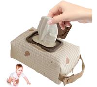 Comebachome Diaper Bag Organizer, Bear Pattern Diaper and Wipes Pouch with Handle, Washable Reusable Embroidery Baby Wipes Storage Bag for Travel, Pouches, Organizer