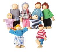 Comebachome Dollhouse People 8 Family Figures Wooden Dolls Poseable Cute Doll House People Figures Set for Girls Boys Toddler Kids Dollhouse Accessories Toy, Doll House