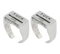 Comebachome Fuck You Rings, 2pcs Rotating Mood Control Fuck off Ring, Funny Alloy Adjustable Expressive Ring for Men Women