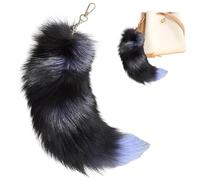 Comebachome Furry Tail Keychain, 40cm/15.7inch Fluffy Fox Tail with Clasp, Therian Tail, Cat Tail, Wolf Tail Pendant for Handbag Backpack Decor (Style 1)