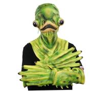Comebachome Green Full Head Fish Latex Mask, Realistic Catfish Mask with Gloves for Carnival Cosplay