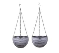 Comebachome Hanging Planter 2Pc Hanging Self-Watering Plant Pots 8.27 Inch Minimalist Style Flower Pots Basket with Drainage Hole for Indoor Outdoor Decor Grey, Ornaments de jardin