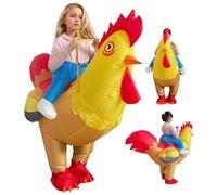Comebachome Inflatable Costume Waterproof PVC Chicken Costume Ride On Chicken Funny Costumes with Air Fan, One Size Blow Up Suit for Kids Adult Christmas Halloween Party, M, Ornaments de jardin