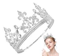 Comebachome King Crown Elegant Rhinestone Cosplay Adjustable Silver King Crowns for Kids Adults Lightweight Royalty Headwear for Wedding Birthday Party Photography, Crowns