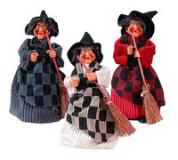 Comebachome Kitchen Witch Doll 3PCS 8 Inch Flying Witch Figurine on Broomsticks for Halloween Desktop Decor Haunted House Props, Figurine, Doll