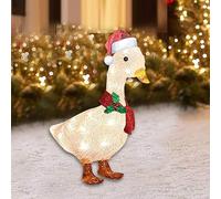 Comebachome Lighted Duck Christmas Outdoor Decor, 30x14.5cm Flat Acrylic Duck Ornament with Lights for Christmas Yard Pathway Decoration