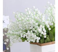 Comebachome Lily of The Valley Artificial Flowers, 10pcs 14inch Artificial Lily of the Valley Branches, Wind Chime Orchid Wedding Bouquet for Home Wedding Decorations
